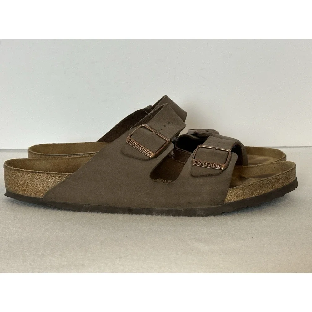 BIRKENSTOCK Arizona Birko-Flor Birkibuc Mocha Vegan Leather Sandals Men sz.13/46